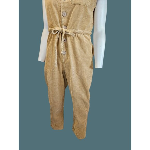 POL Sleeveless Tan Corduroy Jumpsuit - Women Size S Granola Girl Grunge - Picture 5 of 10